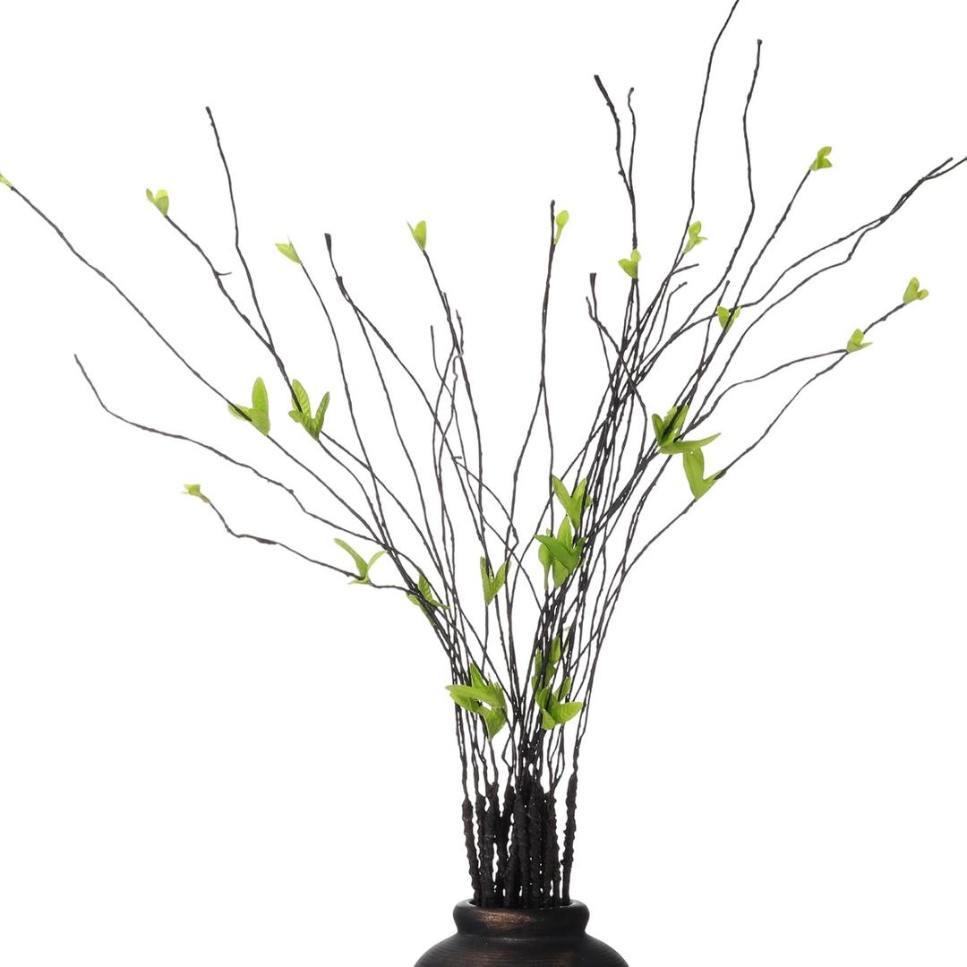 16 Pcs Curly Willow Branches for Vase, 10 Pcs 29.1'' Artificial Curly Willow Black Branches 6 Pieces 33.8'' Faux Ficus Twigs Plants Fake Leaf Greenery Stems for Wedding Home Office Decoration