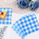 Blue Gingham Napkins Disposable Cocktail: 120PCS Checkered Square Paper 9.8x9.8 Inch For Table Decorations & Dinner Party