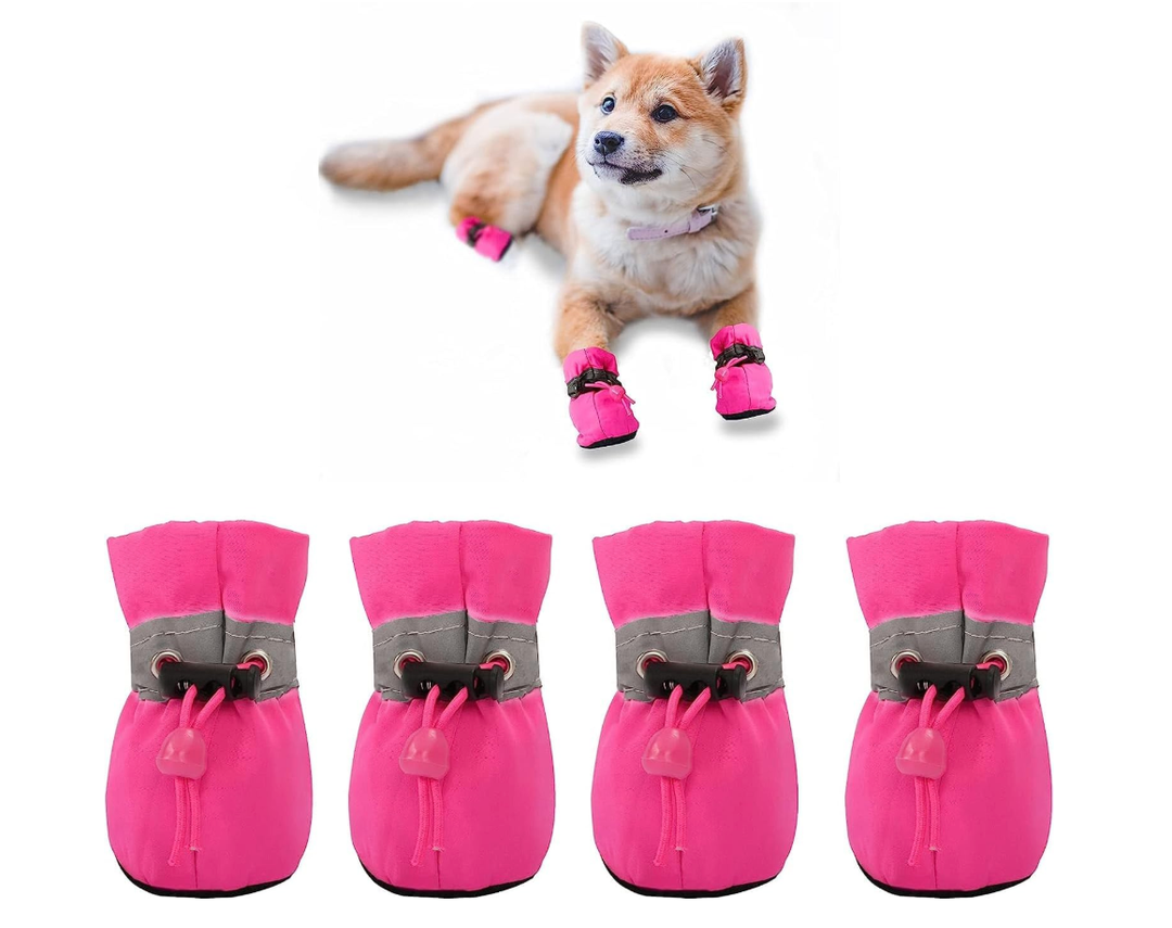QUMY Dog Shoes for Large Dogs, Medium Dog Boots & Paw Protectors for Winter Snowy Day, Summer Hot Pavement, Water-Resistant in Rainy Weather, Outdoor Walking, Indoor Hardfloors Skid-Resistant Sole (Size 6: 2.6''x3.0''(W*L) (Pack of 4))
