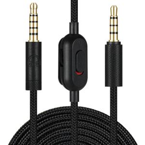 Replacement Audio Cable for G433 Headphones, Aux Cord Braided Wire with Volume Control &Mic Mute Compatible with Logitech G Pro X G Pro G233 Gaming Headsets (Black)