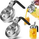 Mason Jar Pour Spout Lid Stainless Steel with Handle, Wide Mouth Pour Spout Flip Cap Lids for Mason Jars, Anti-Cracking Leak Proof Seal Cover Airtight for Drinking Salad Dressing & Food Storing(2PCS)