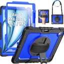 SEYMAC for iPad Air 13 Inch Case M4 / M3 / M2 (2026/2025 / 2024), Heavy Duty Shockproof Protective Case with Screen Protector, 360 Rotating Stand, Hand/Shoulder Strap and Pen Holder, Blue