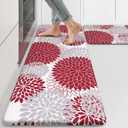 Anti Fatigue Kitchen Mats for Floor 2PCS,17"x47"+17"x29" Farmhouse Kitchen Rugs Non Slip Rubber Backing,Waterproof Cushioned Standing Mat for Office,Laundry,Sink,Desk,Red (17.3" x 47 "+ 17.3" x 29 "--0.47 inches)