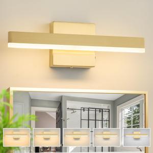 Gold Bathroom Vanity Light 15.75 inch, 14W Dimmable 5CCT LED Modern Bathroom Light Fixture Over Mirror - ETL Certificated