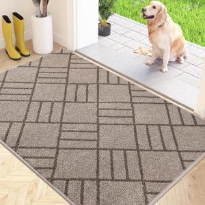Non Slip Entryway Rug 32" x 48", Dirt Trapper Door Mat, Inside Washable Rug for Kitchen, Bathroom, Bedroom, Floor, Beige