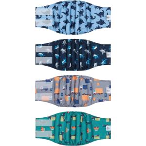 CuteBone Dog Diapers Male 4 Pack Puppy Wraps Reusable Doggie Belly Bands for Male Dogs Small Medium Large
