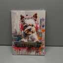 Ypxzzj Cool Colorful Graffiti Dog Wall Art for Bathroom, Funny Animal Canvas Print Painting for Bedroom,Graffiti Art Pictures for Living Room Home Decor Size 12x16Inch Framed Ready to Hang