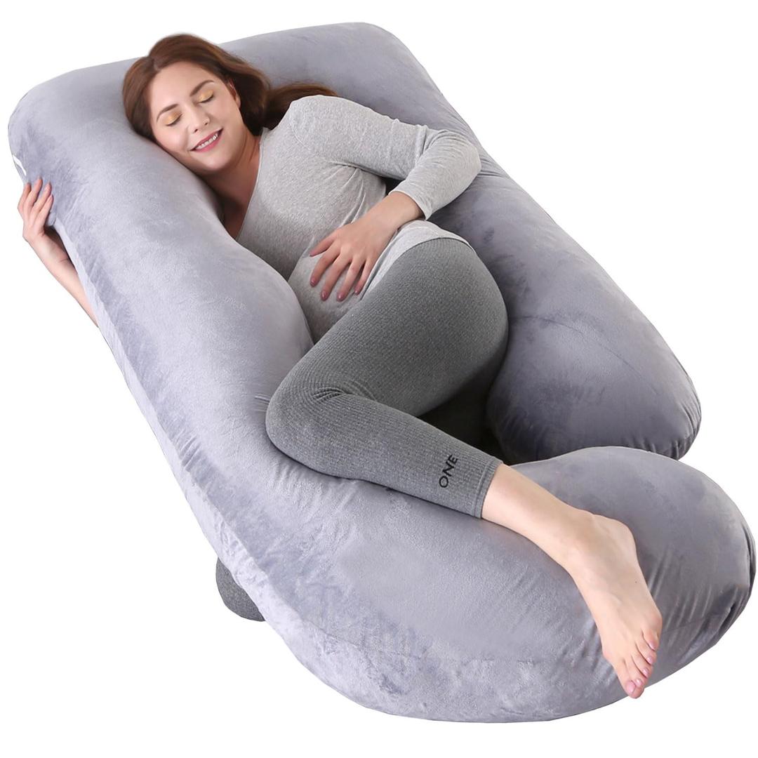 Pregnancy Pillows for Sleeping - U Shaped Full Body Maternity Pillow with Removable Cover - Support for Back, Legs, Belly, HIPS - 57 Inch Pregnancy Pillow for Women - Grey
