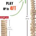 JST GAMEZ Outdoor Games Giant Tower Game Stacking Backyard Game Start from 2Ft to Over 4.2Ft Includes Customized Scoreboard and Carrying Case, Natur