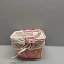 2 Pack Pink Wicker Picnic Basket with Removable Lace Liner, Rattan Empty Gift Basket with Foldable Handles, Woven Hamper Garden Wedding Harvest Baby Shower Fruit Storage,10 x 7.2 x 6.4 inch