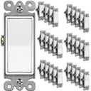 BESTTEN 30 Pack Single-Pole Decorator Wall Light Switch, 15A 120/277V, Paddle Wall Switch, On/Off Rocker Interrupter, UL Listed, White
