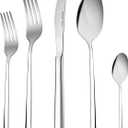 Karaca Tivoli 60 Pieces Cutlery Set for 12 Person - Forks, Spoon, Knives Silverware Sets - Modern Silver Flatware - Stainless Steel Kitchen Utensils Tableware Set - Dishwasher Safe