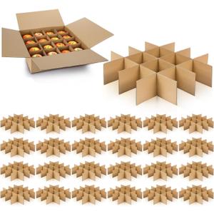 Feifeiya 24 Set Moving Box Divider Kits 13 x 13 x 3 Inch Shipping Cardboard Packing Dividers for Fruit Separation Glass Inserts Moving Kitchen Glassware Dish Packing Supplies(Box Not Included) (Brown)