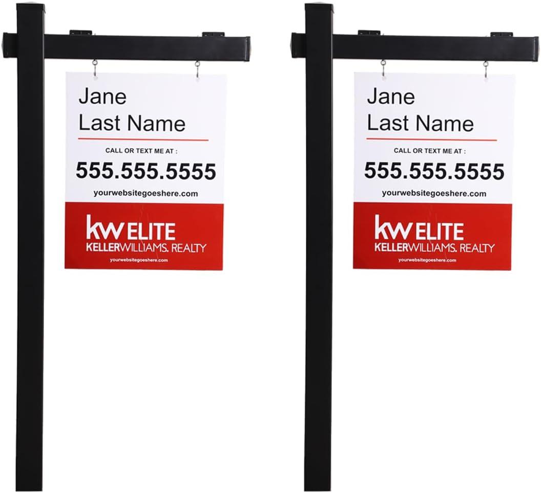 6FT Vinyl Black Real Estate Realtor For Sale Yard Sign Post 2-Pack, 72"x36"