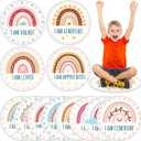 Tinideya 12 Pcs Kids Carpet Circle Seats for Class 16 Inch Round Classroom Rug Floor Cushions Soft First Day of School Educational Mat Non Slip Back to School Learning Playing Areas(Boho Rainbow)
