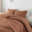 WDCOZY Burnt Orange Oversized California Cal King Size Quilt Bedding Sets with 2 Pillow Shams,Red Lightweight Soft Bedspread Coverlet Bed Cover for All Season, 3 Pieces, 116x106 inches (California King)