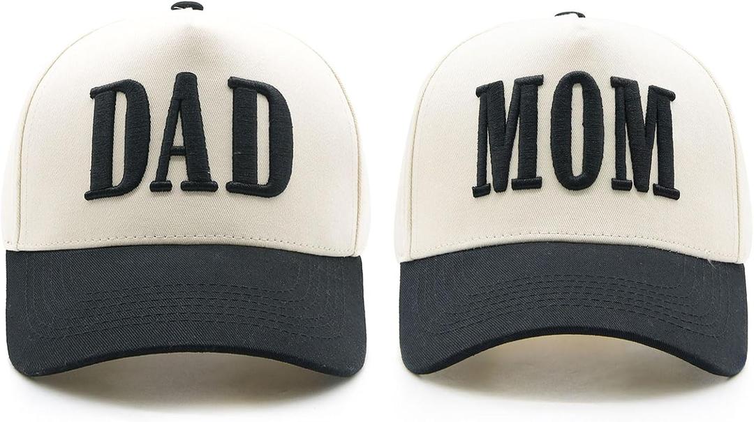 Mom and Dad Hats, Embroidered Trucker Hat for Men Women, Trendy Baseball Cap New Parents Gifts for Couples