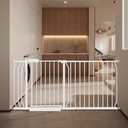 Extra Wide Baby Gate with Door Pressure Mounted 62.20-66.92 Inch,Child Baby Gates for Doorways No Drilling,Walk Through Dog Gate Indoor for The House Kitchen Stairs,White