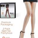3 x G&Y 2 Pairs Women's Toeless Pantyhose - 20D Open Toe Sheer Tights with Control Top (Beige, L)