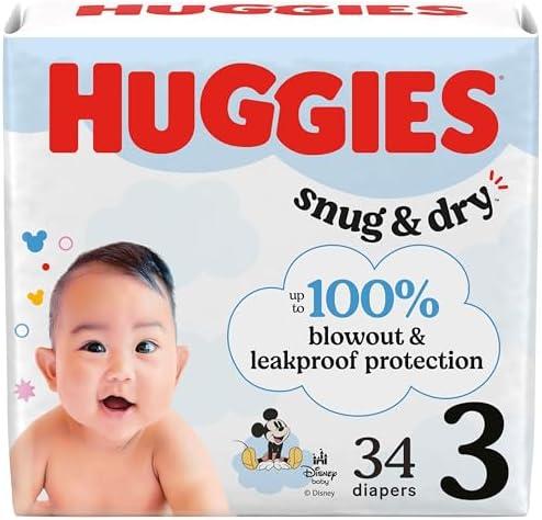 Huggies Size 3 Diapers, Snug & Dry Baby Diapers, Size 3 (16-28 lbs), 34 Count, Set Of 3, 04/2027