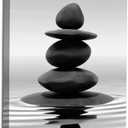 LZIMU Black and White Zen Wall Art Stones in Water Pictures Print on Canvas for Bathroom Yoga Meditation Spa Room Living Room Bedroom Wall Decorations Framed (Zen-1, 16"x24" (40x60cm))