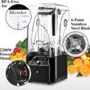 Commercial Blender for Smoothies 2200W with Soundproof Cover,2200 ML,15 Speeds,6-leaves Stainless Steel Blade,Heavy Duty Blender for Restaurant,Ice Crush,Shakes (Black)