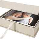 4x6 Linen Photo Storage Box - Ideal for Preserving and Organizing Your Precious Photos, Certificates, Scrapbooking Supplies, Keepsakes, and Jewelry Beige