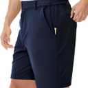 LUSHENUNI Mens Golf Shorts Stretch Quick Dry 7 Lightweight Hiking Casual Dress Athletic Shorts with Zipper Pockets (White)