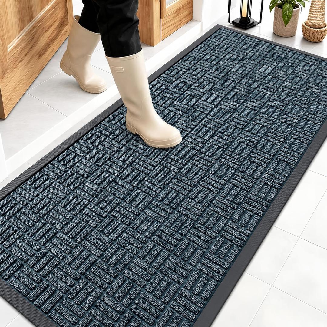 OLANLY Front Door Mat Outside Entrance 59x23, Heavy-Duty Rubber Doormat