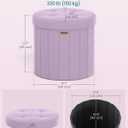 SONGMICS Storage Ottoman Round Velvet Vanity Stool, 18.5 x 18.5 x 17.7 Inch