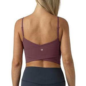Colorfulkoala Women's Dreamlux Crop Tank Tops with Built in Bra Adjustable Spaghetti Strap Workout Yoga Camisole S
