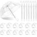 GEWURIZXY 20 Pcs Wedding Clear Bubble Umbrella Bulk 46 Inch Large Dome Rain Windproof Stick Umbrellas for Weddings Prom Graduation and Outdoor Events(White) (Clear, 82CM 20PCS)