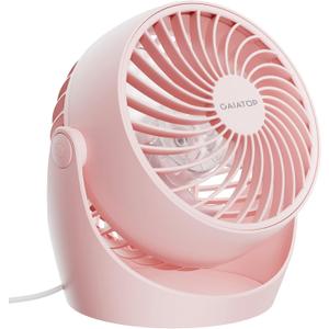 Gaiatop Desk Fan, 5-Inch Portable Electric Table Desktop Air Circulator Fans, Small but Powerful with 3 Speed 360 Adjustable Tilt for Cooling Home Dorm Office Bedroom Bathroom Kitchen, Pink