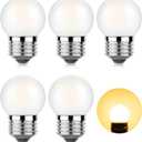 Dimmable LED 3W Small Light Bulb, 25w Equivalent E26 Standard Screw Base, G40 Soft Warm White 2700K 260lm Frosted Lights Bulb for Bathroom, Bedroom, Table Lamp Bulb, Bedside Accent Pack of 6