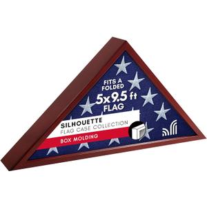 Americanflat Large Flag Display Case - Fits Folded 5x9.5' Burial Flags - Silhouette Collection - Display Box for Wall or Tabletop - Mahogany