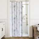 Light Blue Grey Small Stall Shower Curtain,Waterproof Fabirc Dusty Blue and White Grand Millenial Shower Curtains for Bathroom with Hooks 36x72