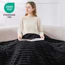 BEDELITE Fleece Throw Blanket for Couch - 300GSM Soft & Warm Fluffy Black Blanket, Decorative and Giftable Striped Blankets for Women, Men, 50"x70"