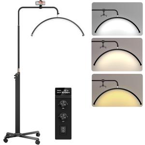 Mznoo Lash Light for Eyelash Tech, 28'' Large Half Moon Light with Wheels, 4000LM LED Lash Moon Lamp for Eyelash Extensions, Nail/Hair/Skincare Salon, Twist Switch & Phone Holder