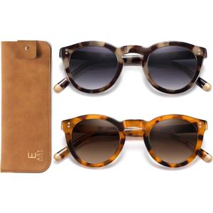 EASY READ 2 Pack Bifocal Reading Sunglasses for WomenRetro Round Sunglass Readers UV400 Protection