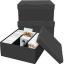 3 Pack Photo Storage Boxes for 4" x 6" Pictures, 3-Compartment Portable Photo Organizer Boxes with Lids, Craft Supply Container for Stickers, Scrapbooking, Stamps, Seeds, Memory Keepsakes