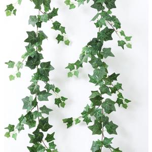 Mizii 2 Strands Artificial Vines Ivy Garland 79" Fake Vine with Silk Green Leaves Faux Hanging Plants Greenery Decoration for Outdoors Party Wedding Indoor Mantle Bedroom Home Decor (Ivy)