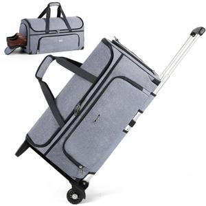 Garment Bags with Wheels, Garment Convertible Weekender Bags, Large Garment Bags for Travel, Duffle Luggage Bag Garment Bag (Grey, Medium)