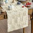 Artoid Mode Beige Soft Plush Faux Fur Jacquard Pumpkins Fall Table Runner, Seasonal Autumn Kitchen Dining Table Decoration for Home Party Decor 13x36 Inch