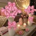 Pink Bow Party Decorations - 10PCS Bow Party Centerpieces Stick for Bachelorette, Coquette Birthday Party, Wedding, and Photo Booth Props