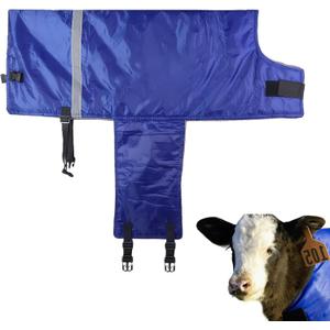 Calf Blanket - Suitable for Calves, Goats, and Sheep, Windproof and Insulated Design, Thickened Belly and Neck Protection, Adjustable Size for Complete Warmth and Comfort - 1 Piece (Blue)