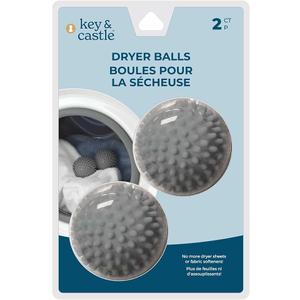 Jacent Dryer Balls, 2 Count, Gray, Reduces Static and Wrinkles