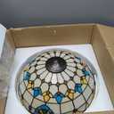 Baroque Style Lamp Shade Replacement Only 16X9 Inch Stained Glass Beige Yellow Mahogany Elegant Lampshades 1 Pcs Tiffany Light Cover Accessories for Table Lamp Floor Lamp Pendant Light