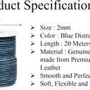 GENIQUE Real/Genuine Round Leather String Cord for Necklace, Bracelets, Jewellery, Braiding (2mm, Blue Distressed)
