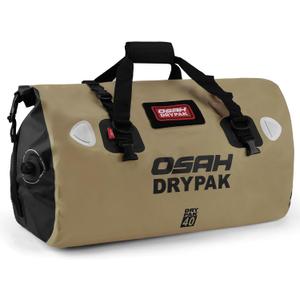 OSAH DRYPAK Waterproof Duffel Bag - Motorcycle Dry Bag Tail Bag with Large Storage Space, Waterproof Luggage Duffle Bags with Outer Mesh Zipper Pocket for Camping, Kayaking, Fishing & Traveling (40L, Brown)