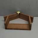 Wesiti Christmas Wooden Nativity Manger Wood Nativity Scene with Roof Star 14.5 x 10.5'' for Inside 7 Inch Scale Holy Family Wooden Stable Creche Home Desk Decor (Without Figurines)